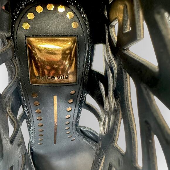 Dolce Vita Women's Kayden Pumps Size 6.5 Black Nubuck Leather Cutout Heels - Picture 7 of 12